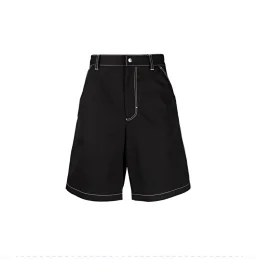 thumbnail for (Spot) independent 24ss top-stitch shorts original KF badge reverse topstitch design handmade Tibetan thread Xinjiang long-staple cotton