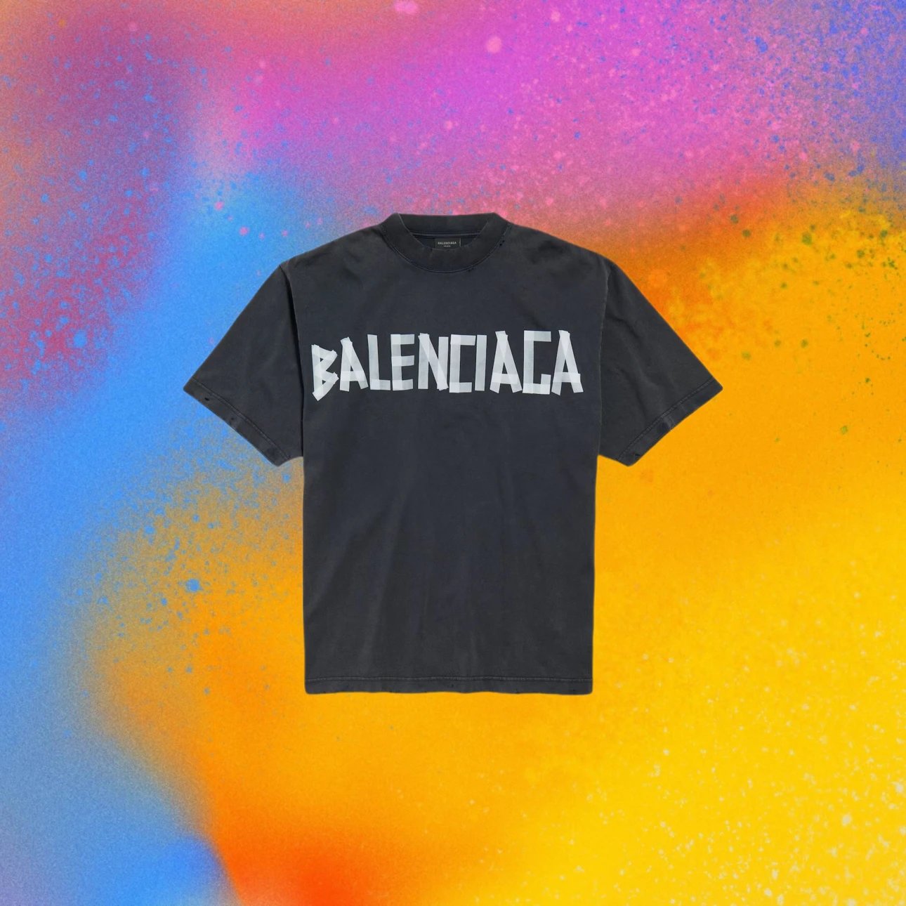 [1000+ Sold via Original Link] 24SS Black Tape Letter Print Tee / Hand-Distressed Positioning / Xinjiang Long-Staple Cotton / Imported Transparent Plastisol Ink / Washed Fade Effect / 3D Draping Cut