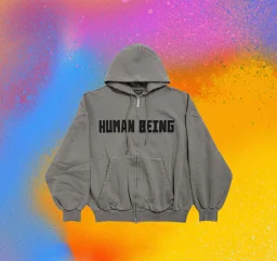 thumbnail for (Spot) Human Being Short and Wide Fit Zipper Sweatshirt Deconstructs Asymmetrical Aesthetics Erosion and Aging Effect Xinjiang Long-staple Cotton 3D Three-Dimensional Tailoring