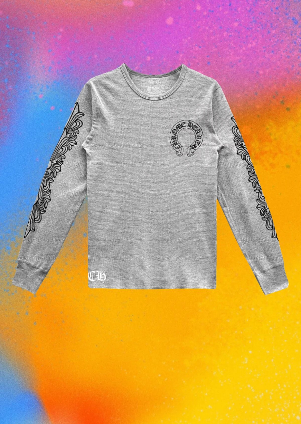 Design Long Sleeve Graphic Tee Gray T-Shirts - 11