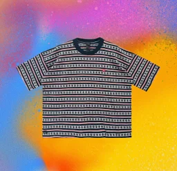 thumbnail for (In stock) independent mattyboy black and red striped jacquard short sleeves special arrangement jacquard rapier jacquard machine weaving slub cotton fabric