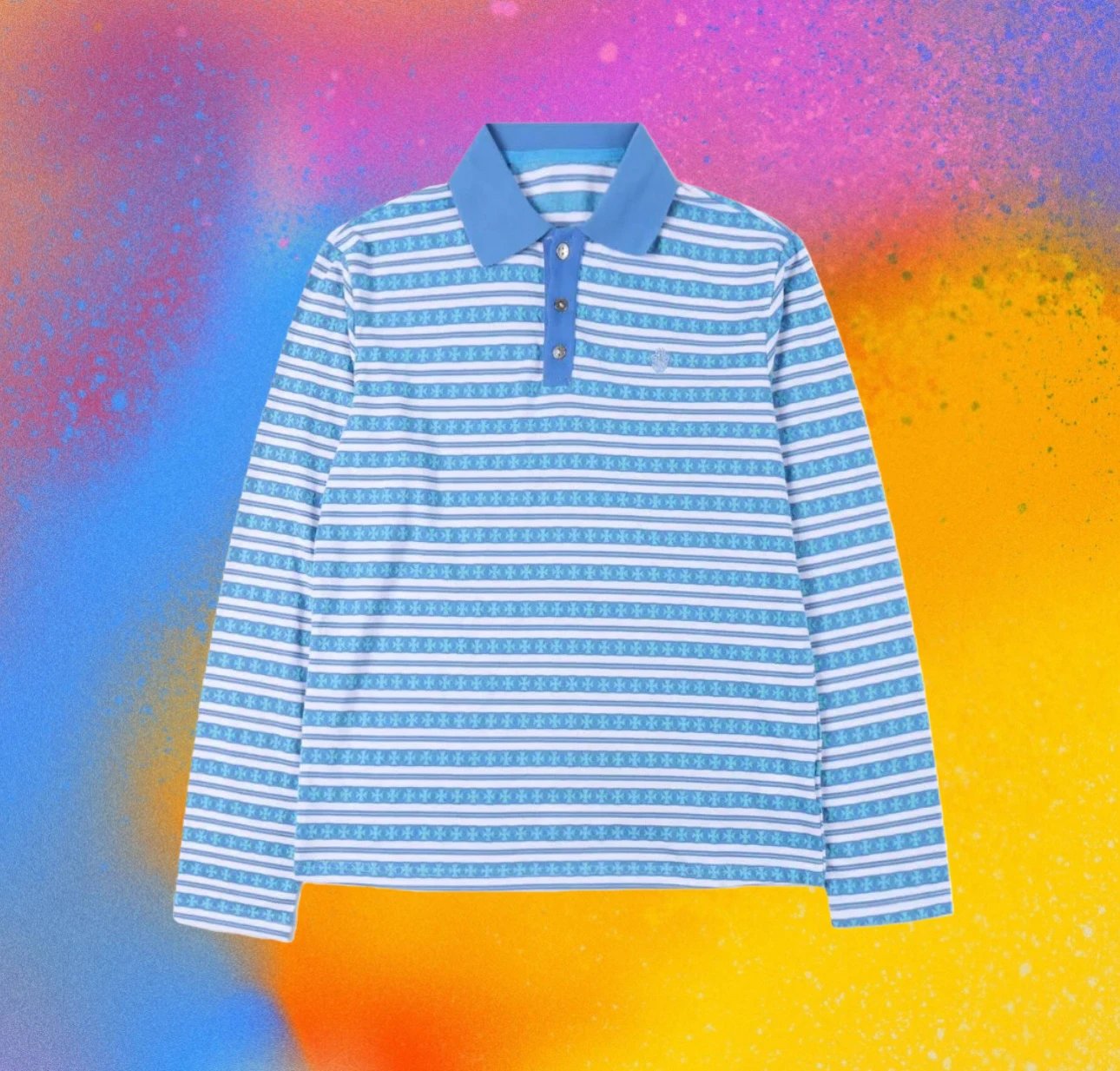 (In Stock) Independent Mattyboy Blue and White Striped Jacquard Long Sleeve / Heavy Silver-Plated Hardware / Special Jacquard Weave / Woven on Rapier Loom / Slub Cotton Fabric /