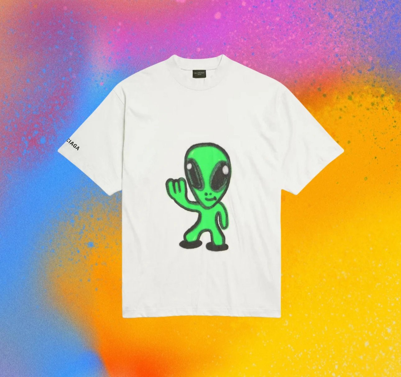 (In Stock) Independent 25SS Spring/Summer Alien Glow-in-the-Dark Print Short Sleeve T-Shirt / Imported Fluorescent Pink / Multi-Layer Dot Overprint / 3D Tailored Cut / Xinjiang Long-Staple Cotton