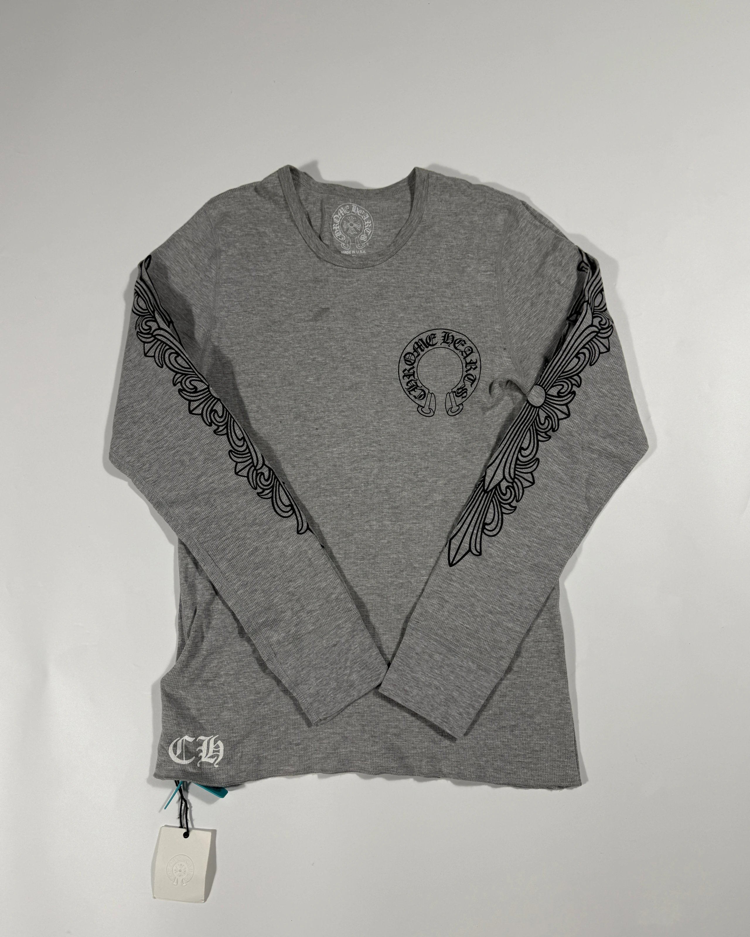 Design Long Sleeve Graphic Tee Gray T-Shirts - 4