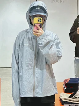 thumbnail for Absolutely below the cost of the stu24SS retro pleated jacket, sun-protection zippered hooded skin shirt