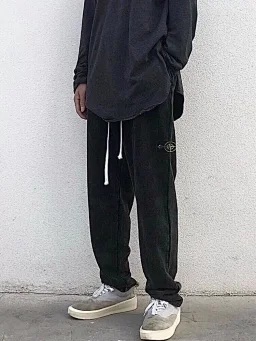 thumbnail for [Double 11 welfare model] Shi*island ST*ne Island trendy brand micro-chapter autumn and winter black warrior washed men's and women's sweatpants straight-leg trousers