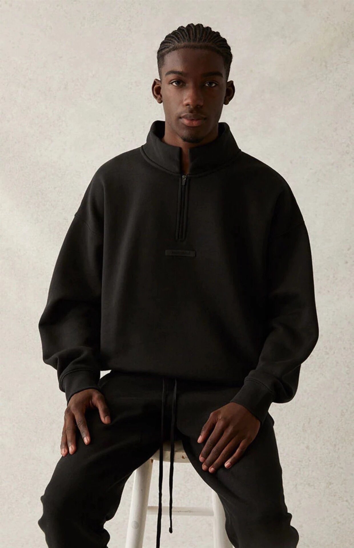 Fear of God Essentials Half-Zip Pullover Black Hoodie - 16