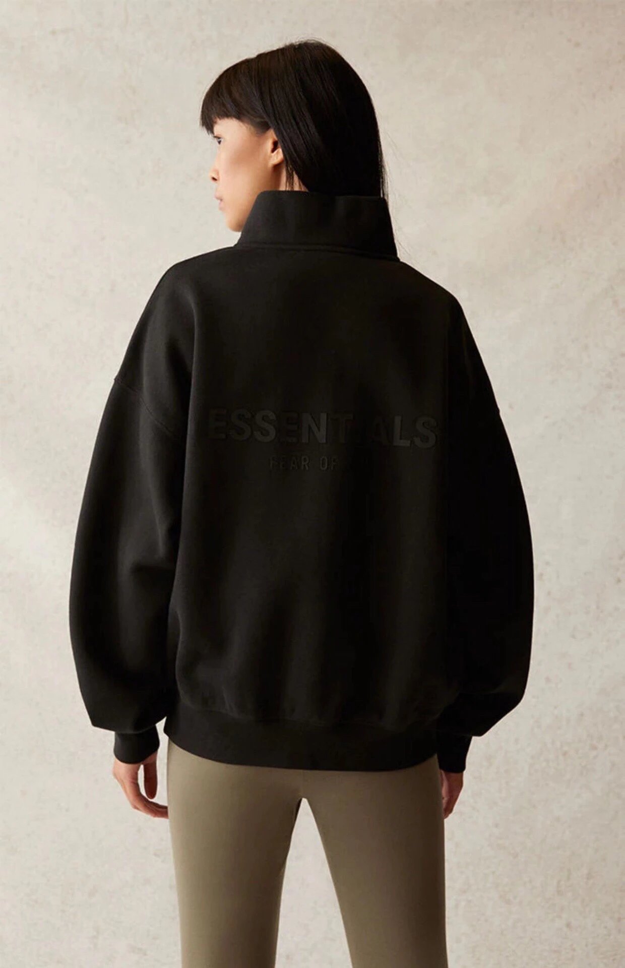 Fear of God Essentials Half-Zip Pullover Black Hoodie - 17