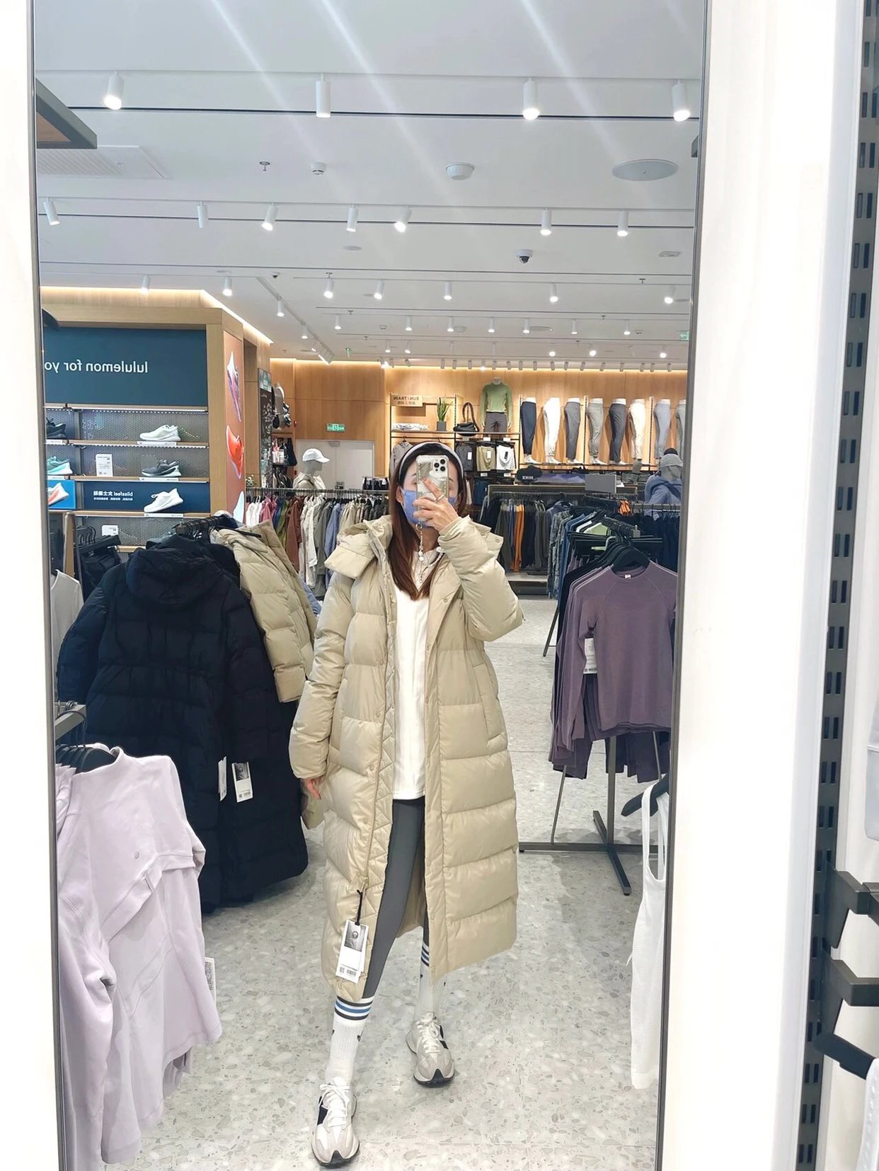 Design Long Puffer Coat in Flax Color Down Jacket - 42