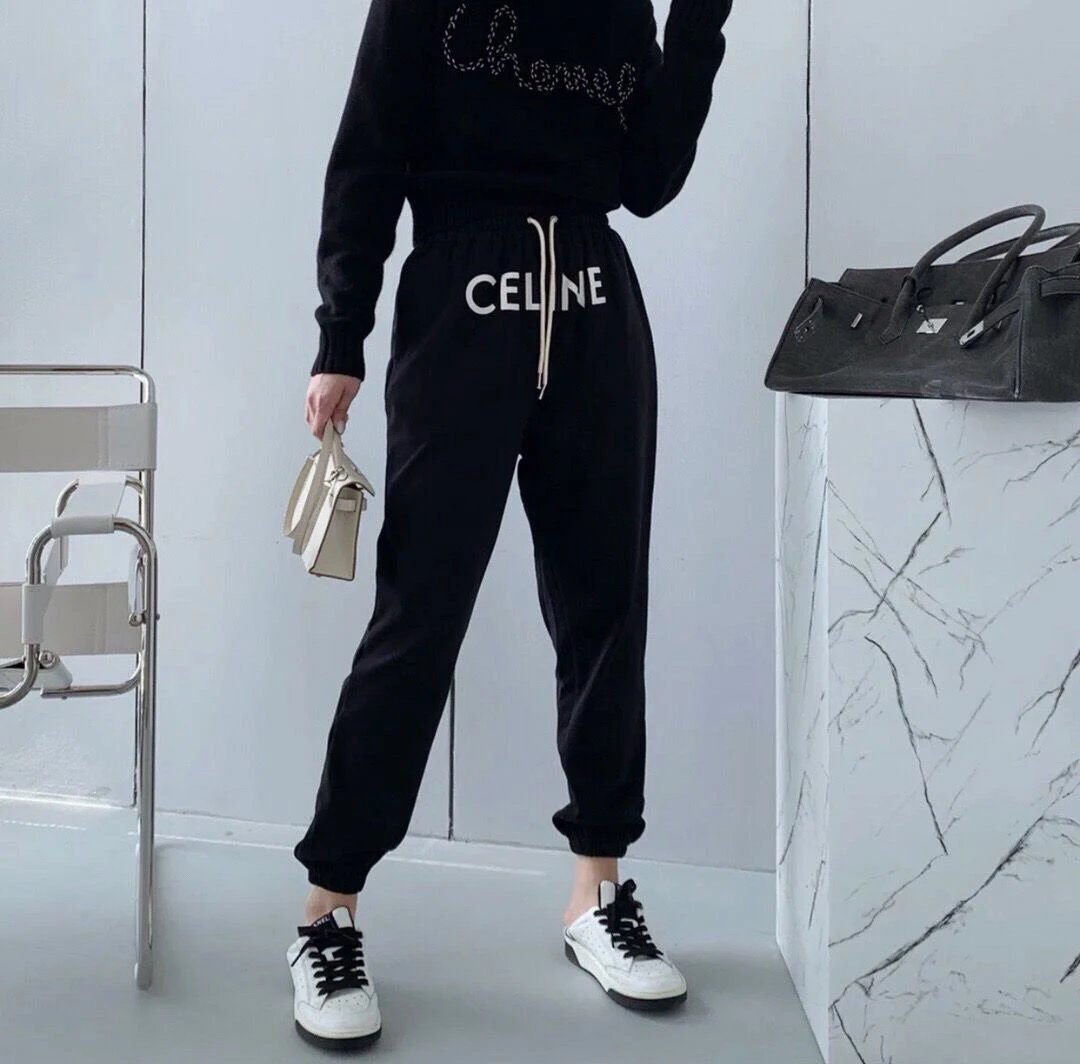 CELINE 2020 letter printed casual sports sweatpants