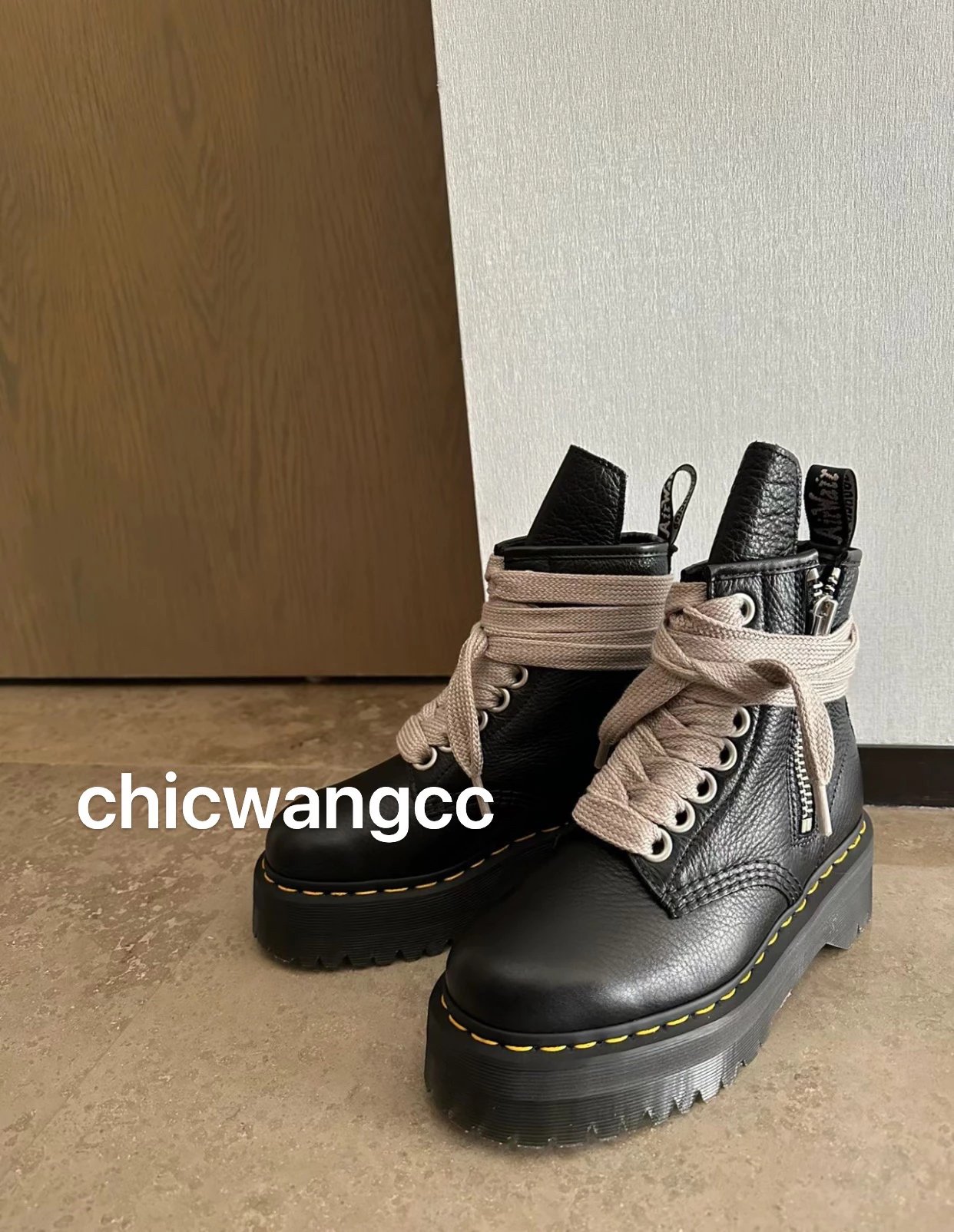 买手级 Rick Owen^ 联名Dr martin🖤短款马丁靴 进口牛津真皮 原版大底 Rose演唱会同款 巨显腿细长直 无敌 35-40 正码