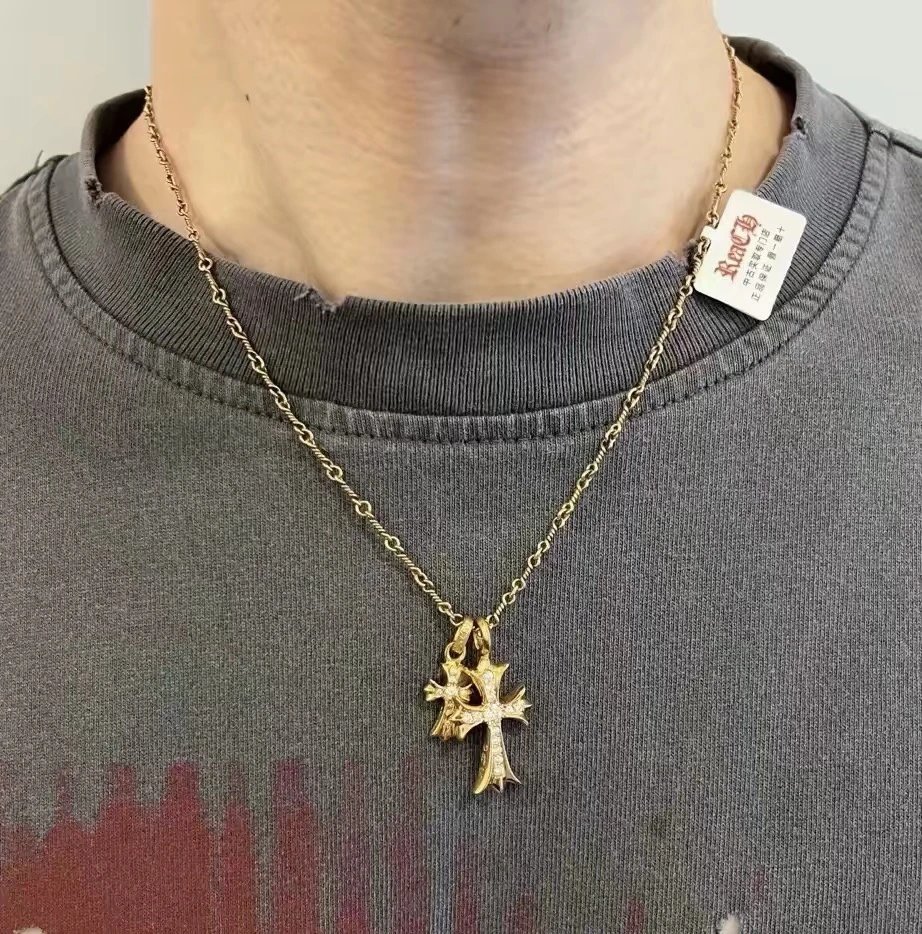 Chrome Hearts Double Cross Necklace In Operation