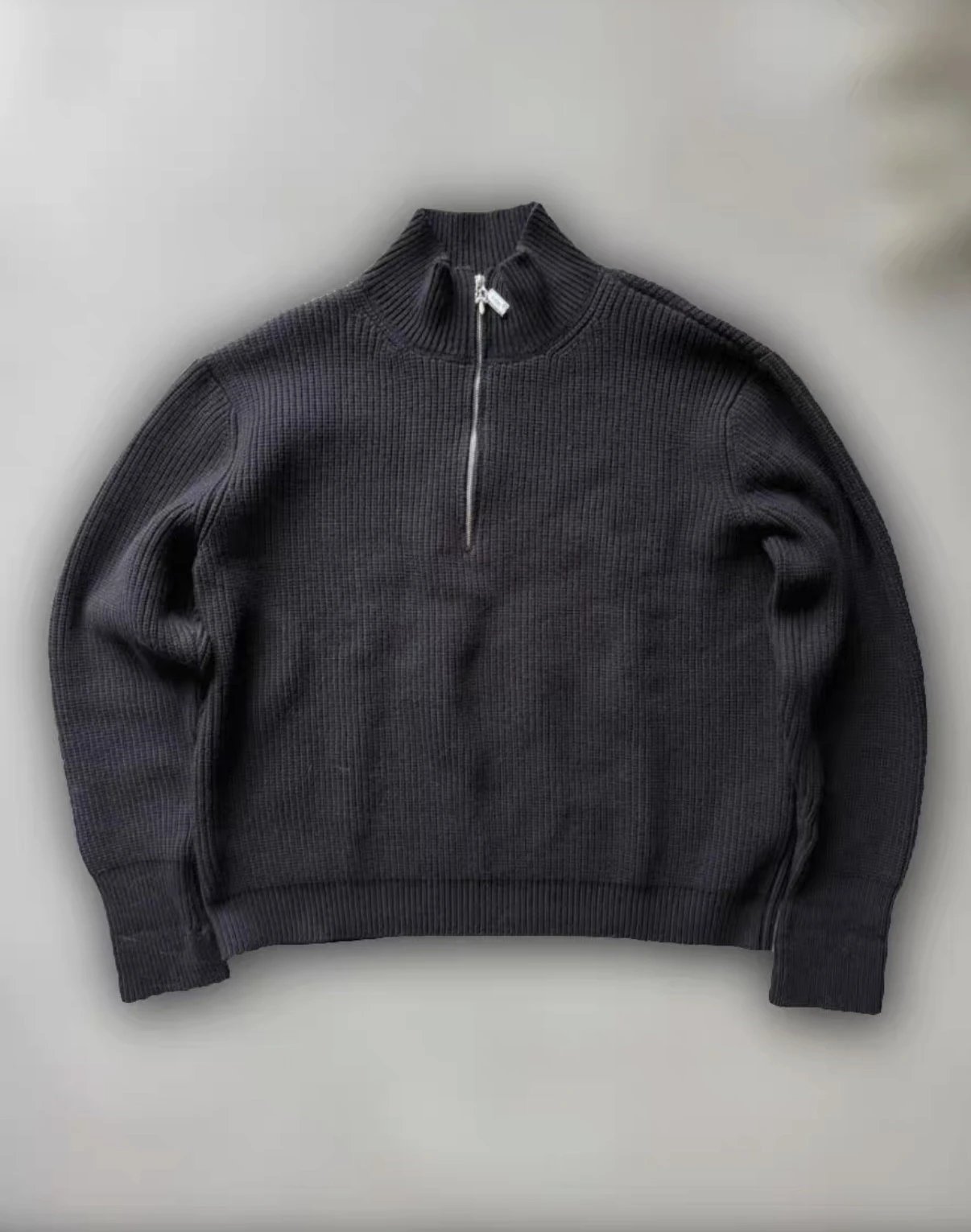 AsukaMade Independent Non-Ch Style Hand-Knitted Cashmere Blend Silver-Plated Leather Patch Hoodie