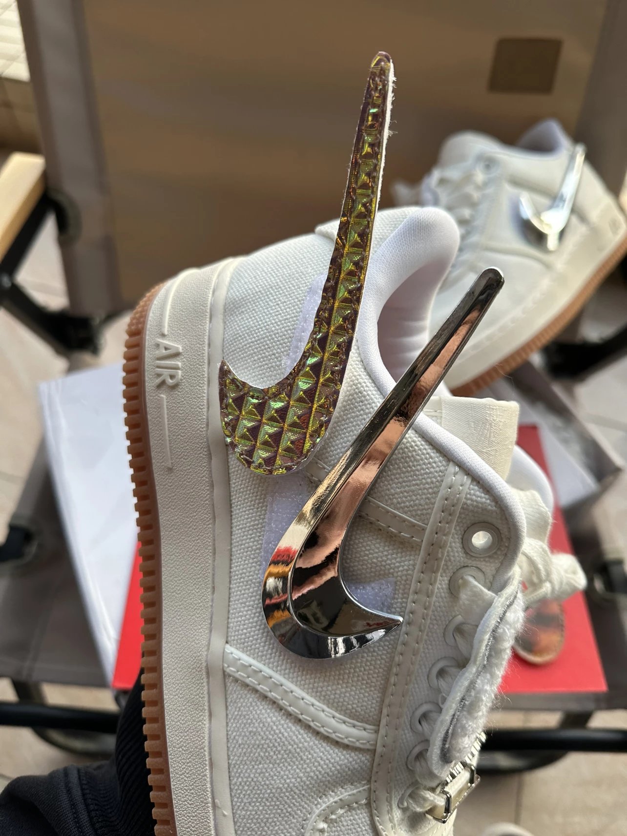 Air Force 1 x Travis Scott AF1 TS联名米白换钩ts 空军一号鬼脸反光魔术贴空军TS联名af1板鞋空军反钩空军