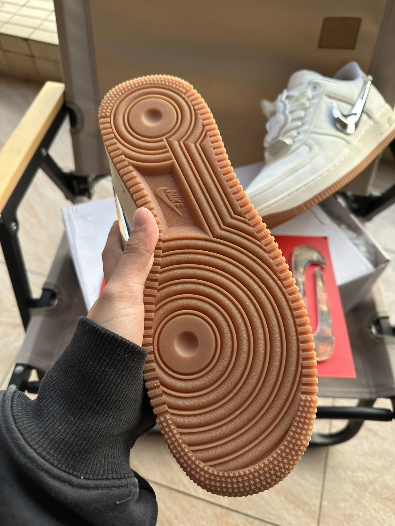 Air Force 1 x Travis Scott AF1 TS联名米白换钩ts 空军一号鬼脸反光魔术贴空军TS联名af1板鞋空军反钩空军