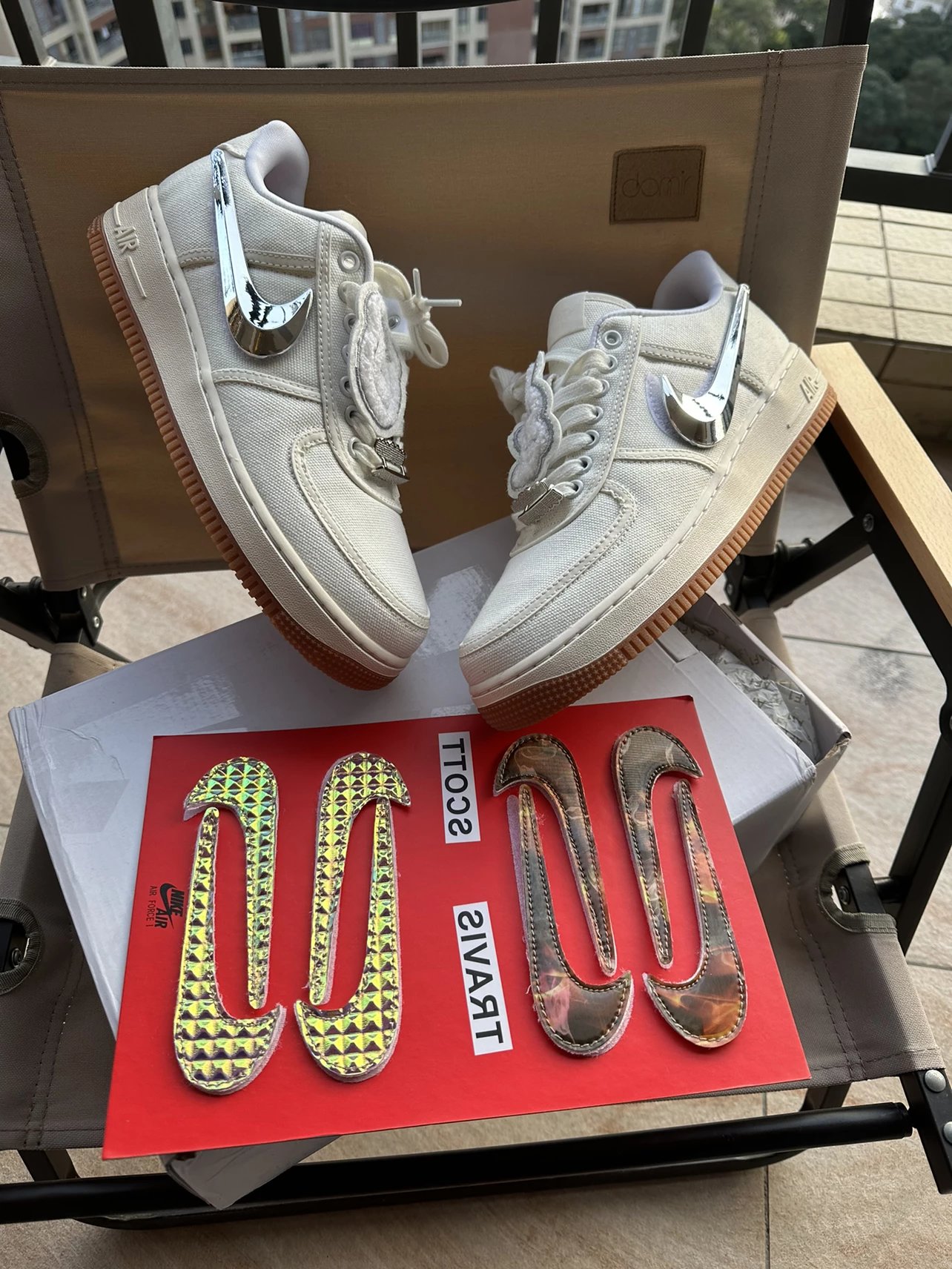 Air Force 1 x Travis Scott AF1 TS联名米白换钩ts 空军一号鬼脸反光魔术贴空军TS联名af1板鞋空军反钩空军