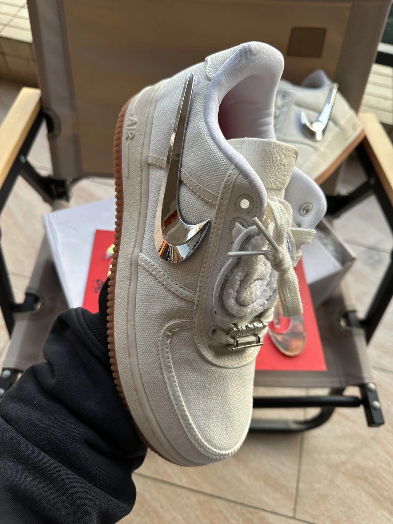 Air Force 1 x Travis Scott AF1 TS联名米白换钩ts 空军一号鬼脸反光魔术贴空军TS联名af1板鞋空军反钩空军