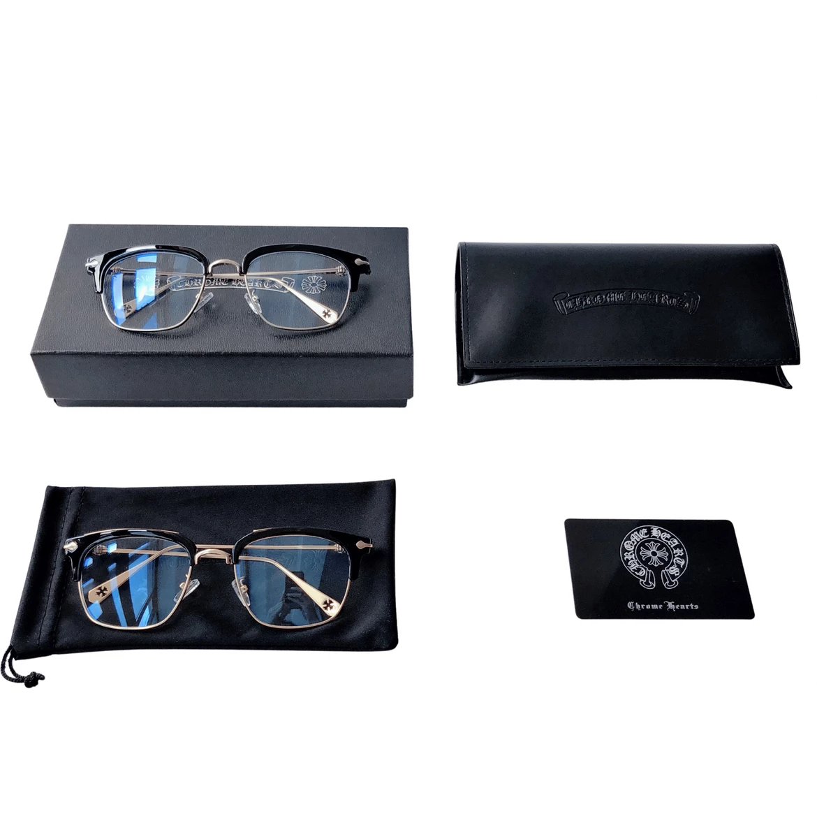 Chrome Hearts Cross Floral Design Optical Glasses Frame 👓 Xue Zhiqian Same Style, the 'Hermès' of Eyewear Legend. Today, we're introducing a pair of glasses often worn by Lao Xue—a Chrome Hearts classic, semi-rimless frame.