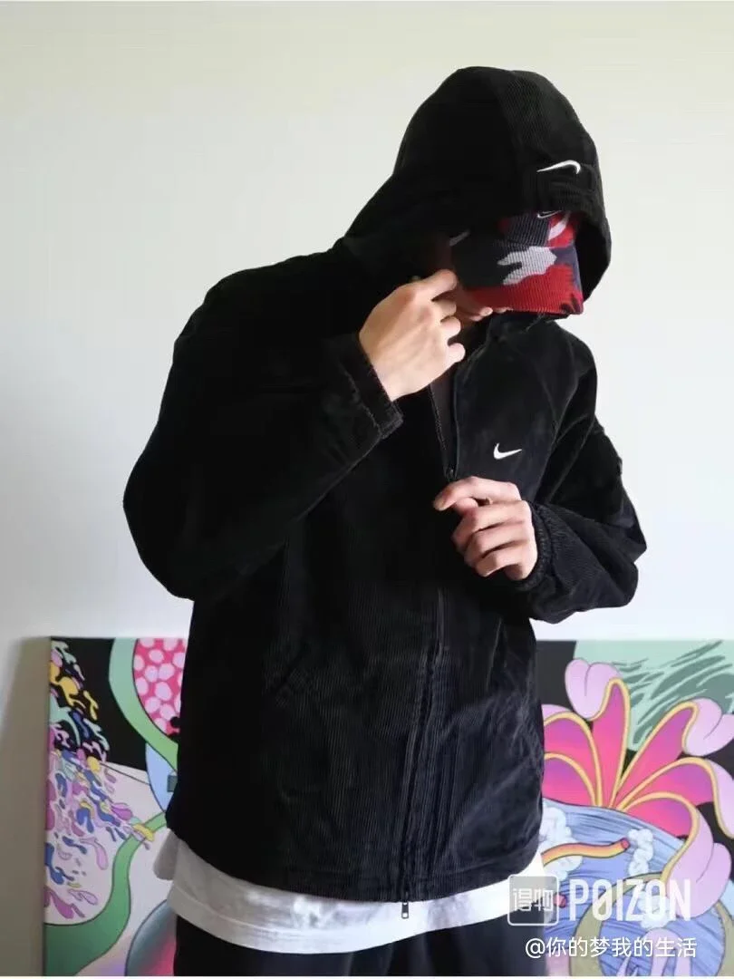 自主原创潮牌nksup 22ss week14 arc corduroy hooded jacket 字母刺绣 