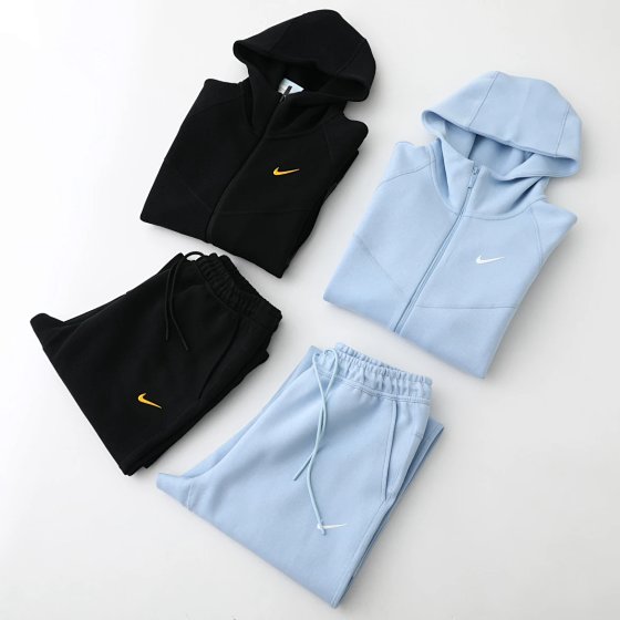 NK Drake Collaboration NOCTA Collection - Tech Fleece Zip-Up Hoodie with Brand Logo Print, Track Hoodie & Sweatpants Set, Long Pants, Asian Version, Drake, Unisex