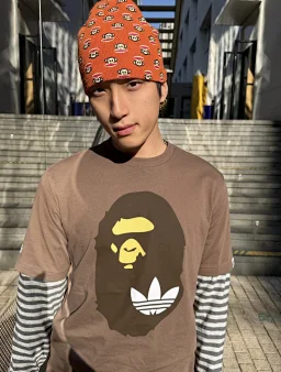 thumbnail for B@pe×AD联名大logo 短袖 B@pe联名AD经典猿人头短袖T恤男女同款