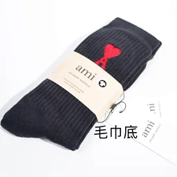 thumbnail for @mi Hearts Love Small Label Embroidery Cotton Thread Stockings Solid Color Block Stripe Sports Casual Men's and Women's Trendy Socks High Socks Stockings Ball Socks Knitted Wire Socks WZ
