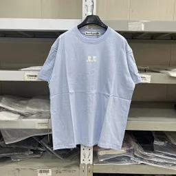 thumbnail for Korean trendy brand Rest chest embroidered short-sleeve shirt in sky blue