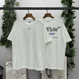 thumbnail for [Highest version] Counter no difference off white short-sleeved T-shirt men and women 2024 summer new classic letter logo printing loose casual round neck half-sleeved couple style fashionable pure cotton breathable bottoming shirt trend