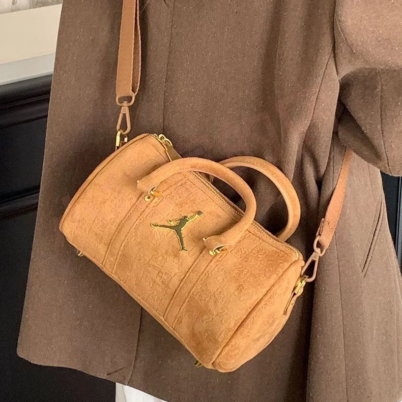 High-Quality Small Plush Brown Gold Label