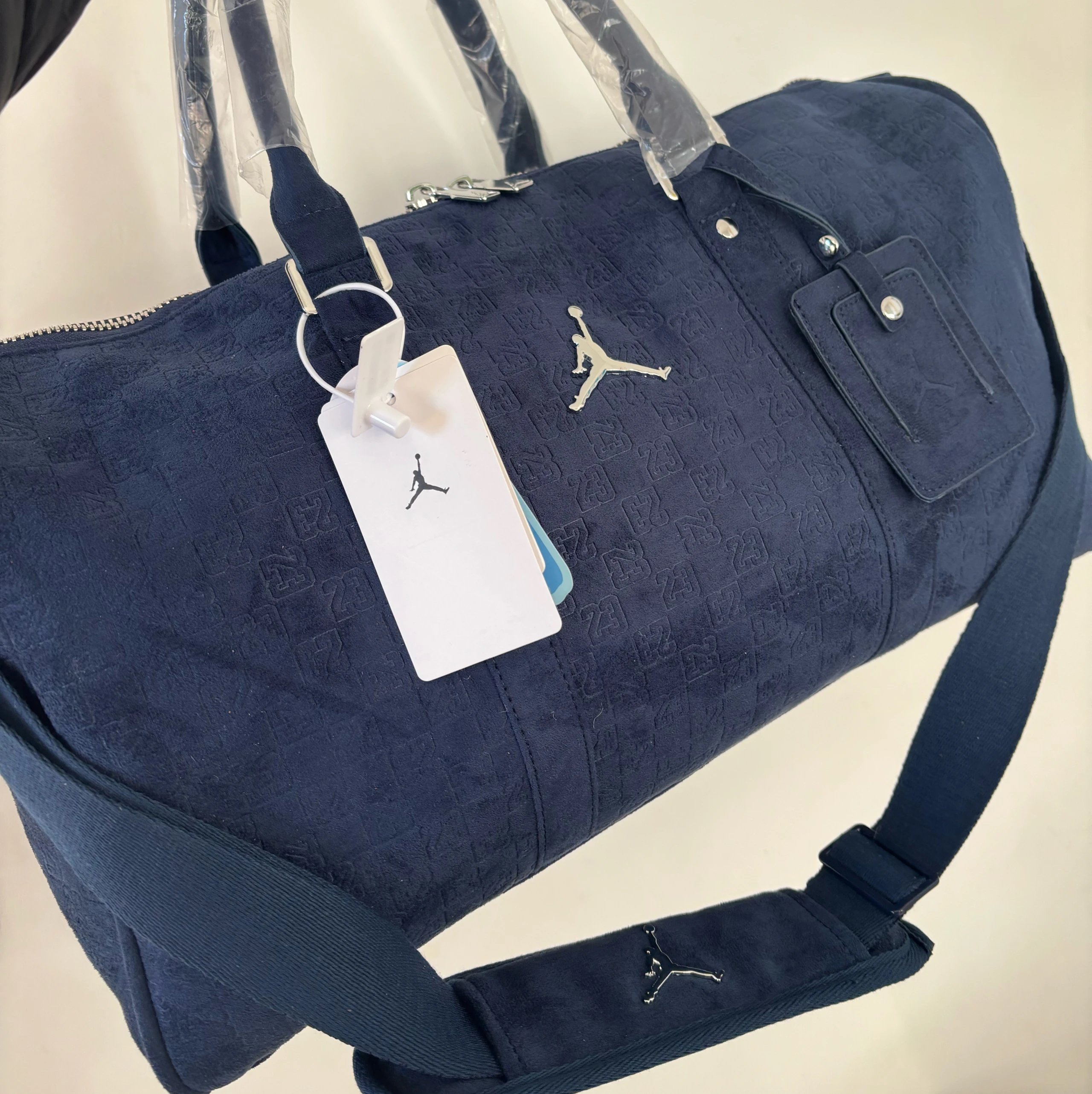High-Quality Large Plush Elegant Blue Silver Label