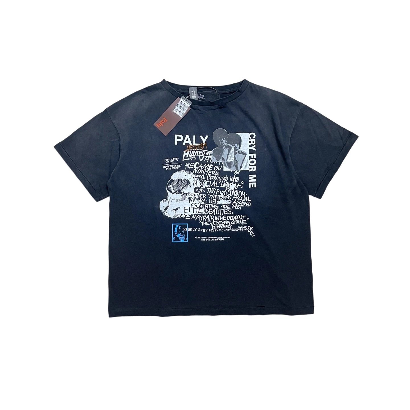 Paly Hollywood# Dennis T-Shirt 黑色复古涂鸦印花短袖T恤