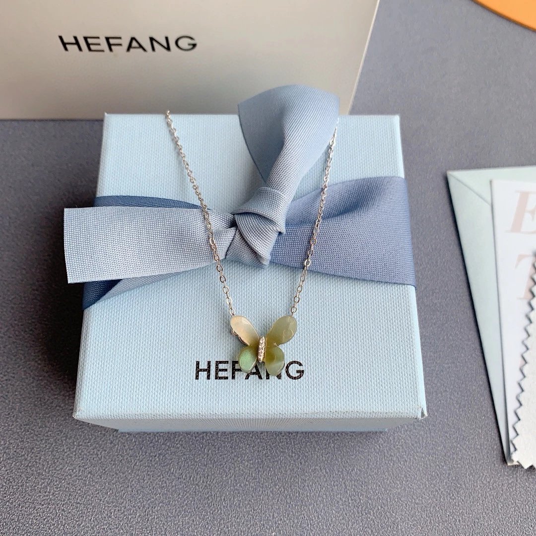 Counter level HF new product "Little Butterfly" mint mambo necklace elegant temperament collarbone chain 925 silver