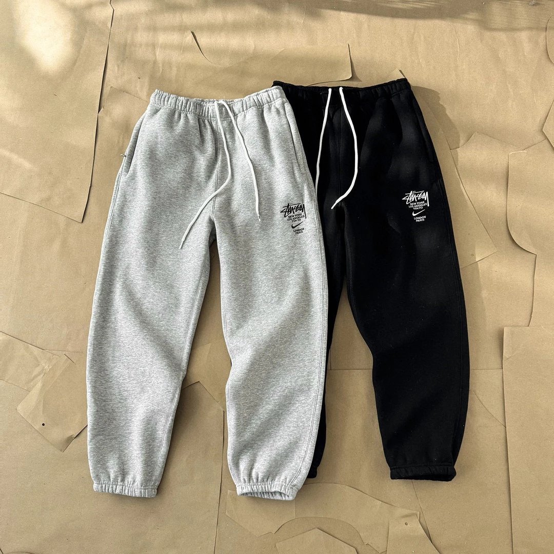 stu co-branded fleece sweatpants os loose version stu co-branded men's and women's fleece sweatpants long-sleeved casual pants