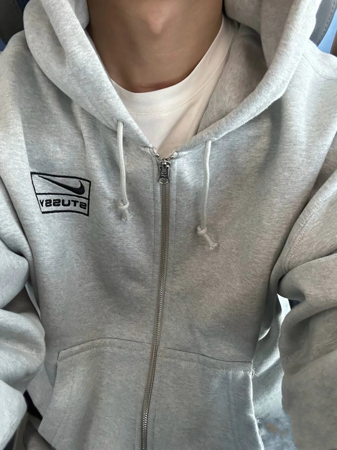 Nike x Stussy Logo Crewneck Sweatshirt Gray - 2