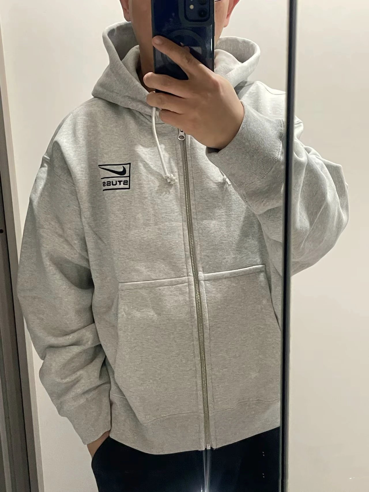 Nike x Stussy Logo Crewneck Sweatshirt Gray - 4