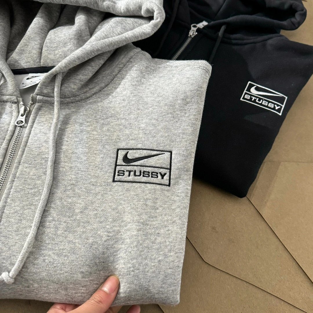 Nike x Stussy Logo Crewneck Sweatshirt Gray - 6