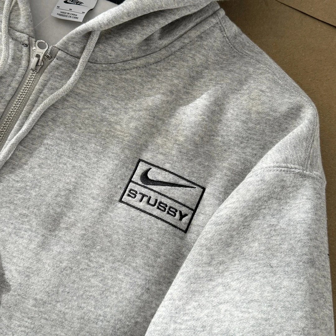 Nike x Stussy Logo Crewneck Sweatshirt Gray - 12