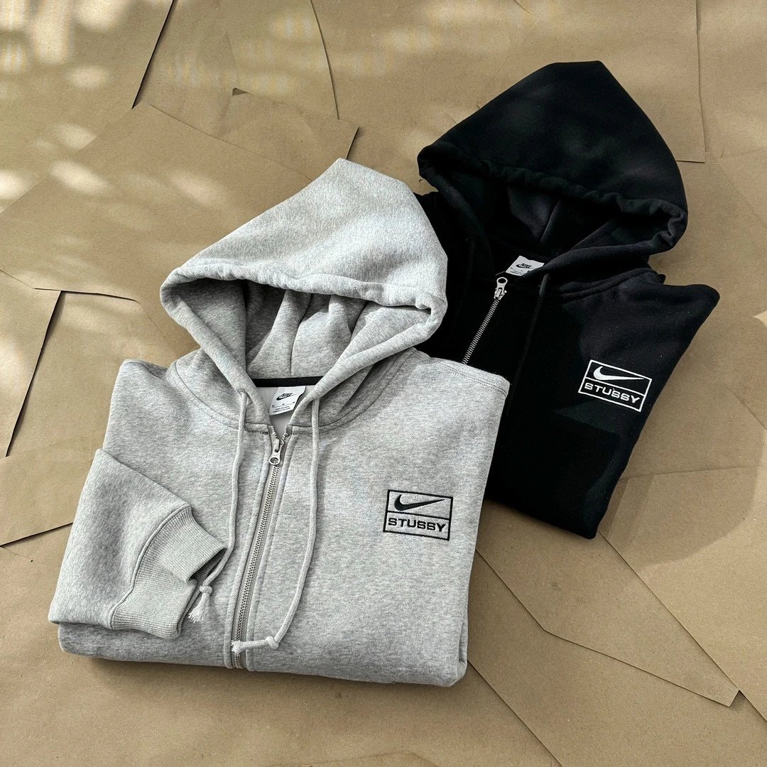 Nike x Stussy Logo Crewneck Sweatshirt Gray - 5