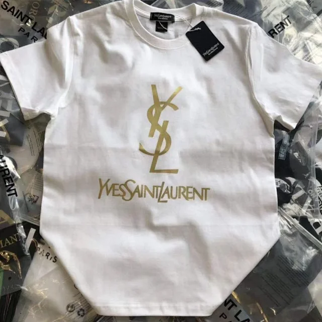 Saint Laurent T-Shirts Gold YSL Logo Short-Sleeve T-Shirt product detail image 7