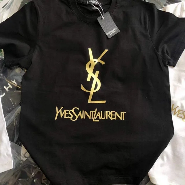 Saint Laurent T-Shirts Gold YSL Logo Short-Sleeve T-Shirt product detail image 5