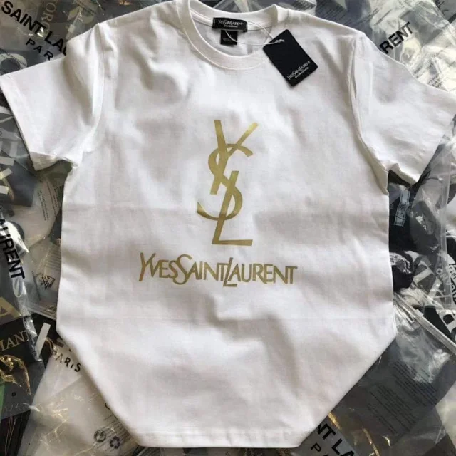 Saint Laurent T-Shirts Gold YSL Logo Short-Sleeve T-Shirt product detail image 6