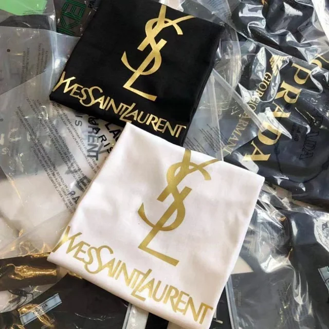 Saint Laurent T-Shirts Gold YSL Logo Short-Sleeve T-Shirt product detail image 2