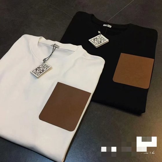 Special offer and free shipping! Luo V's classic leather patch pocket heavy-duty pure cotton short sleeved shirt, 260g combed pure cotton T-shirt with shoulder drop half sleeve, unisex, high-quality fabric that does not pill or deform