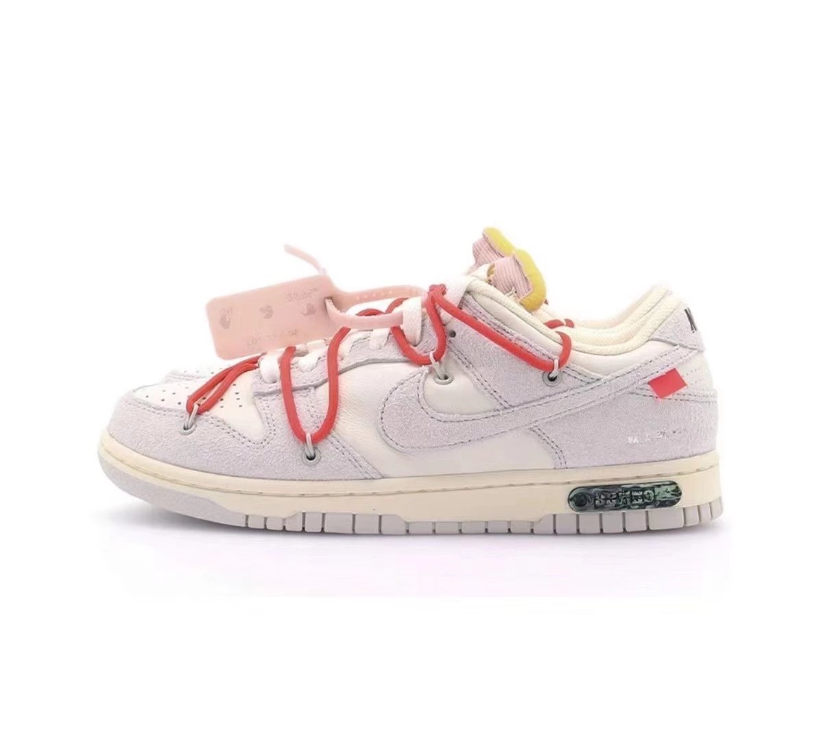 Off White x Nike Dunk "The50" gray white red shoe strap sizes 36-44