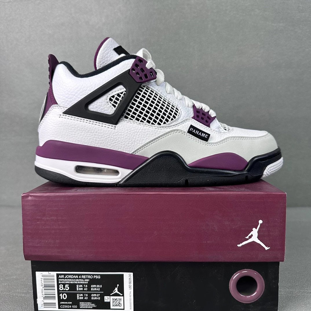 Jordan 4 Motorsport Shoes — Paris Saint-Germain CZ5624-100 colorway — USFans Spreadsheet photo