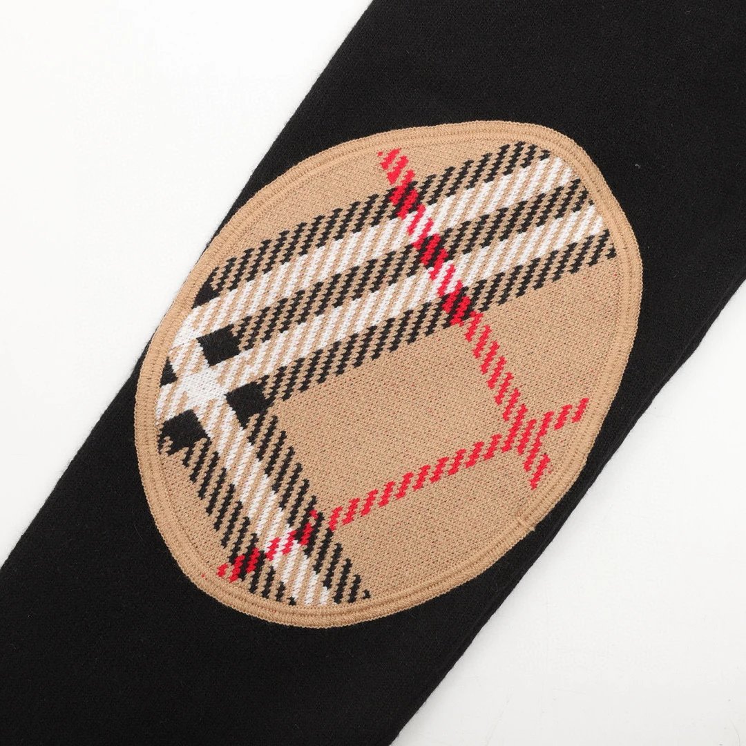 Burberry Check-Elbow Patch Crewneck Sweater Black - 14
