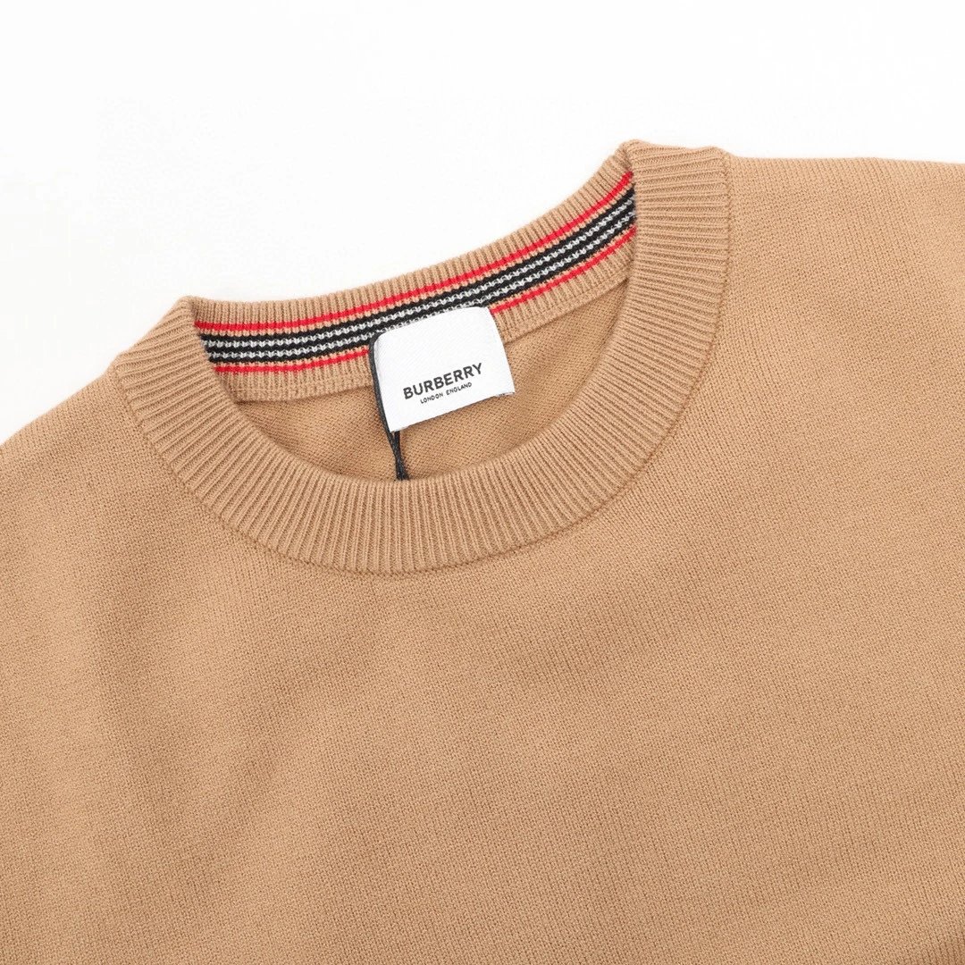 Burberry Check-Elbow Patch Crewneck Sweater Black - 17