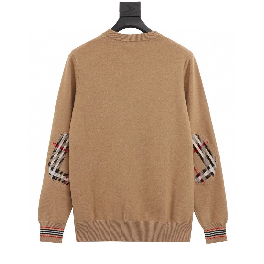 Burberry Check-Elbow Patch Crewneck Sweater Black - 16