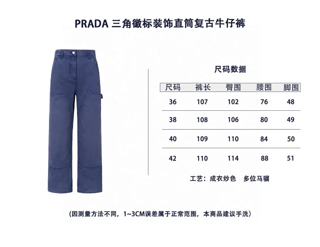 𝐏𝐫𝐚𝐝𝐚普啦达25ss三角微标伐木复古牛仔裤