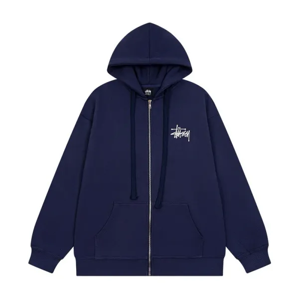 Stüssy Classic Logo Zip-Up Hoodie Navy - 24